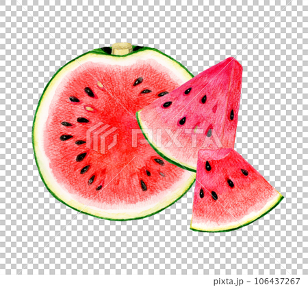 切西瓜夏季水果手繪水彩插畫素材 106437267