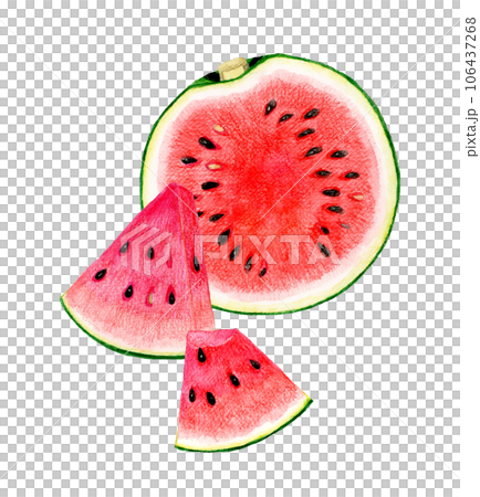 Cut watermelon Summer fruit hand-painted watercolor illustration material 106437268