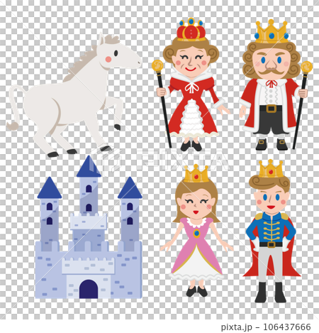 王室圖標顏色城堡、白馬和王室 106437666