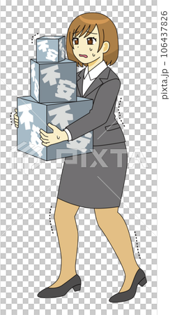 不安を抱えるスーツ姿の女性のイラスト 106437826