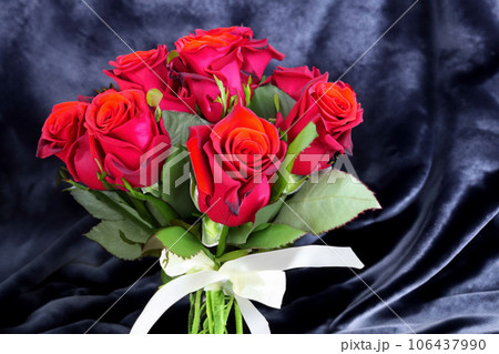 Roses On The Fabric Background Roses On The Fabric Background 106437990