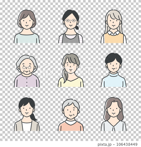 不同年齡段女性的圖標集 不同年齡段女性的圖標集 106438449