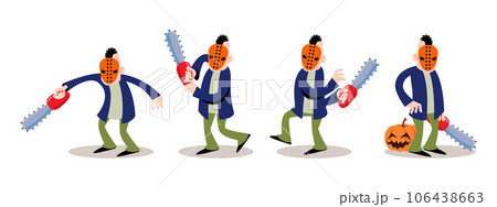 Set of Murderer . Halloween cartoon characters . White isolate background . Vector . Set of Murderer . Halloween cartoon characters . White isolate background . Vector . 106438663