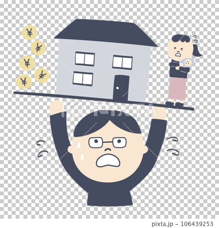 Illustration of a father who desperately supports his family Illustration of a father who desperately supports his family 106439253