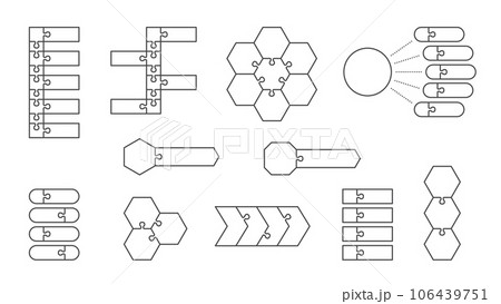 infographic Flat Line design template. Business jigsaw concept. vector 106439751