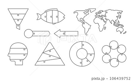 infographic Flat Line design template. Business jigsaw concept. vector 106439752