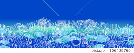 青系のランダムな波模様　ベクターイラスト素材 106439760