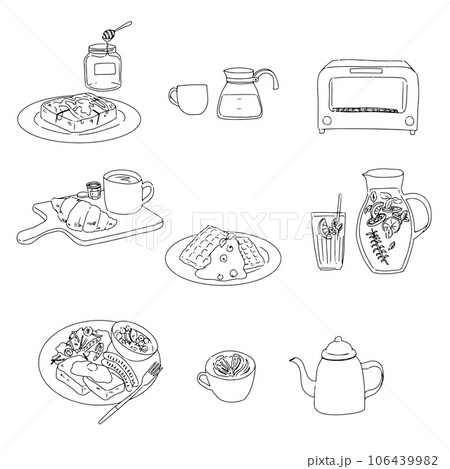 お洒落な手描きラフの朝食に食べるものアイコン 106439982