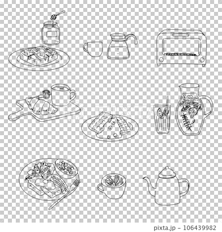 お洒落な手描きラフの朝食に食べるものアイコン 106439982