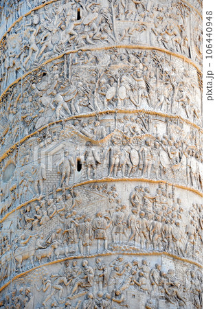 Detail of the Column of Traianus, Trajan's column. Rome, Italy 106440948