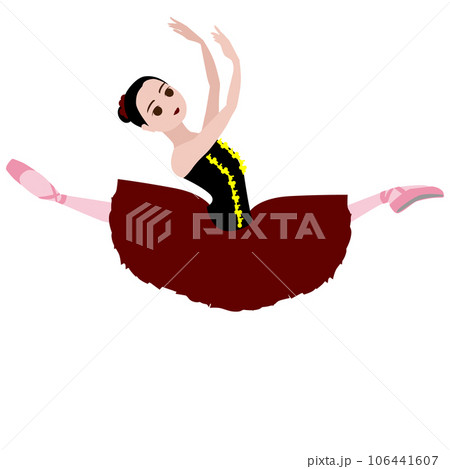 シンプルなダンサーのイラスト_バレエくるみ割り人形_お菓子の国_チョコレートの踊りのイメージ 106441607