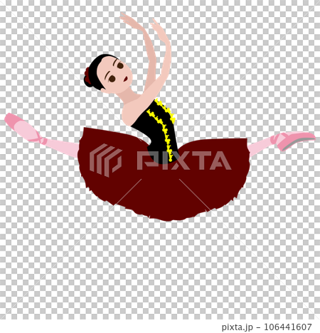 シンプルなダンサーのイラスト_バレエくるみ割り人形_お菓子の国_チョコレートの踊りのイメージ 106441607