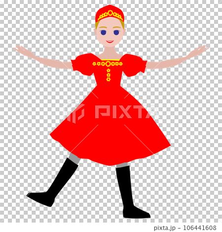 シンプルなダンサーのイラスト_バレエくるみ割り人形_お菓子の国_トレパックの踊りのイメージ 106441608