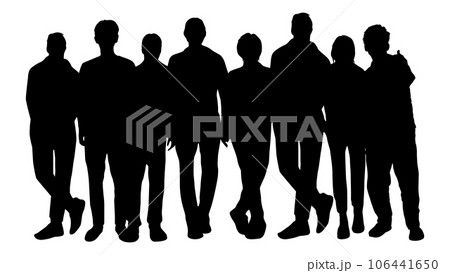 8人の男性が横に並ぶシルエット 106441650