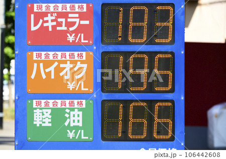 ガソリンスタンドの価格表示 106442608