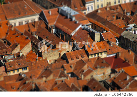 European medieval city view. Miniature tilt shift lens effect 106442860
