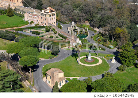 Aerial drone view of the Vatican gardens 106442948