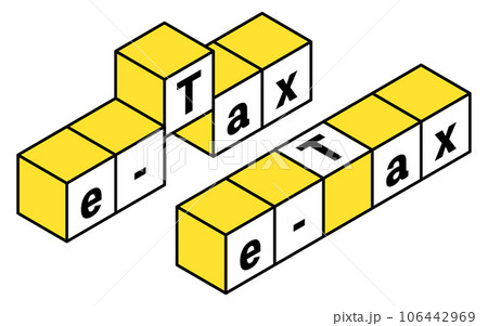 e-Taxのアイソメトリックなロゴアイコン、積み木 106442969