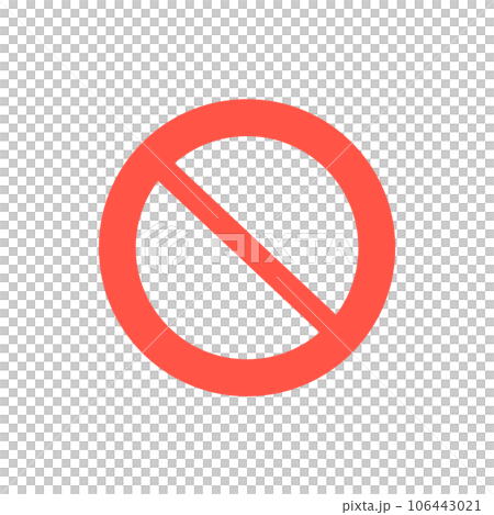 Illustration of a mark with a diagonal line in a red circle - Image material for vehicle traffic closure, prohibition, suspension, abolition, etc. 106443021