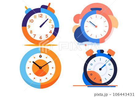 stopwatch or alarm clock in UX UI flat style 106443431