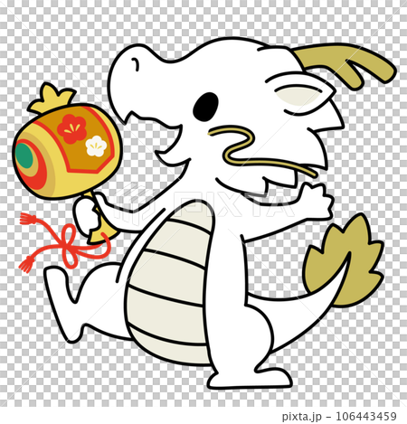 拿著錘子的龍的可愛插圖 106443459