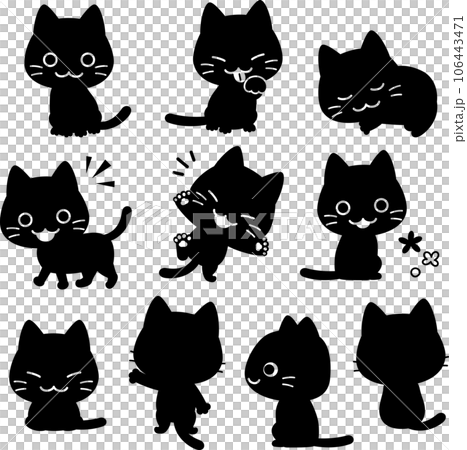 貓姿勢的單色插圖集 106443471