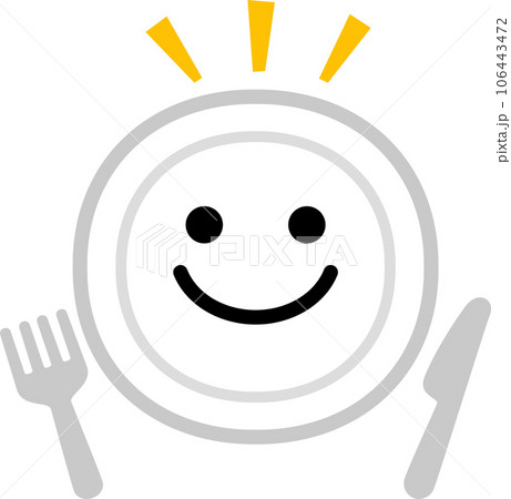 笑顔が付いた皿とナイフとフォーク 106443472