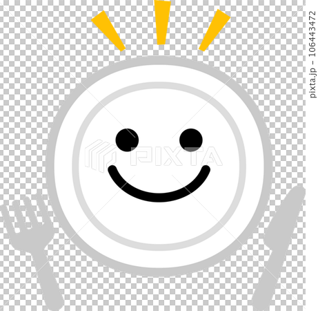 笑顔が付いた皿とナイフとフォーク 106443472