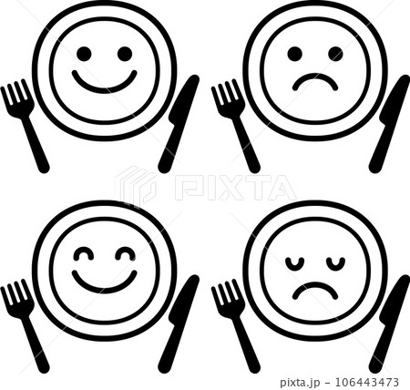 皿とカトラリーの表情アイコンセット 皿とカトラリーの表情アイコンセット 106443473