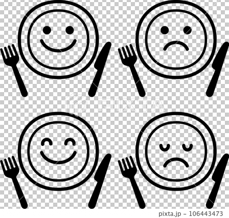 皿とカトラリーの表情アイコンセット 皿とカトラリーの表情アイコンセット 106443473