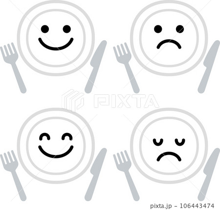 皿とカトラリーの表情アイコンセット 皿とカトラリーの表情アイコンセット 106443474