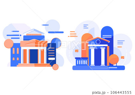 bank building facade in UX UI flat style bank building facade in UX UI flat style 106443555