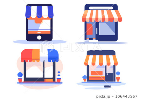 Storefront facade for online stores in UX UI flat style Storefront facade for online stores in UX UI flat style 106443567