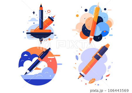 Pen and idea concept in UX UI flat style 106443569