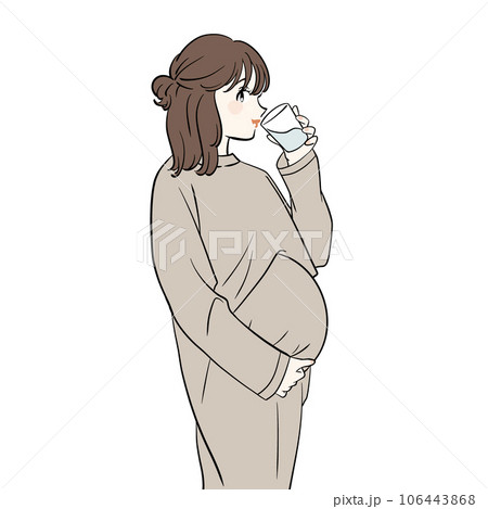 水を飲む妊娠中の女性 水を飲む妊娠中の女性 106443868
