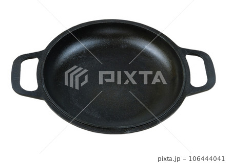 Cast iron pan. Kitchenware isolated on white background. 106444041