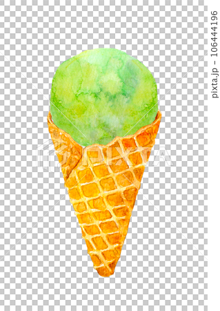 水彩插圖抹茶冰淇淋 106444196