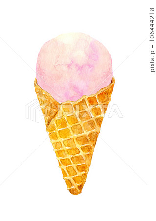 水彩イラスト　ストロベリーアイスクリーム 106444218
