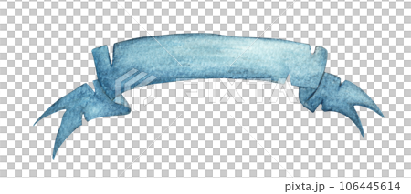 Watercolor blue ribbon. Watercolor blue ribbon. 106445614