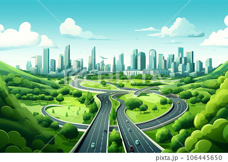 住みやすい街とハイウェイの景色 106445650
