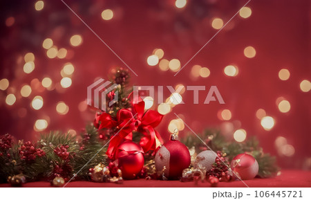 キラキラした背景とクリスマスオーナメントボール キラキラした背景とクリスマスオーナメントボール 106445721