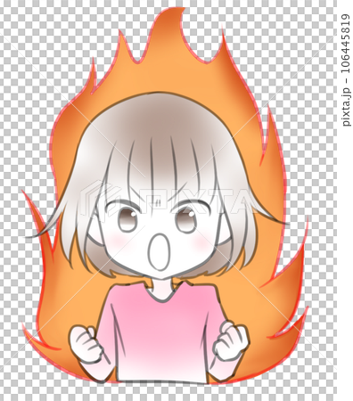 A young girl with her mouth wide open, full of motivation and anger 106445819