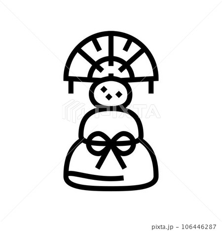 kagami mochi decoration shintoism line icon vector illustration 106446287