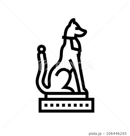inari fox statue shintoism line icon vector illustration 106446293