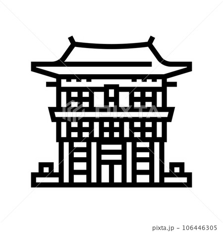 miko shrine maiden shintoism line icon vector illustration 106446305