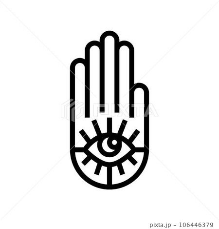hamsa hand jewish line icon vector illustration 106446379