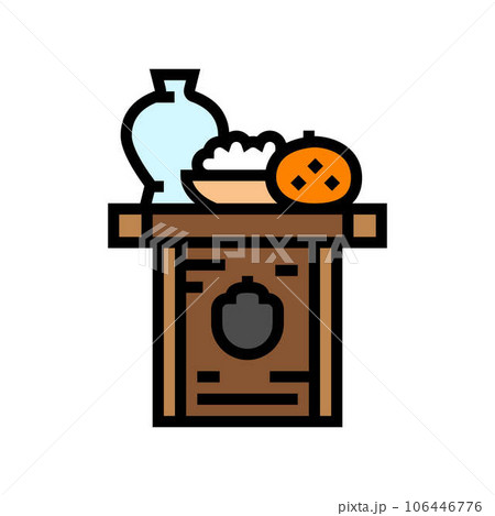 shinsen food offering shintoism color icon vector illustration 106446776
