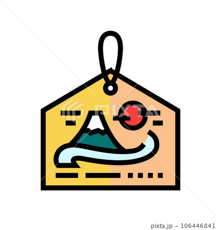 ema wooden plaques shintoism color icon vector illustration 106446841