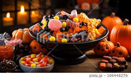 ハロウィンのお菓子、子供用スイーツ　AI生成画像 106448276