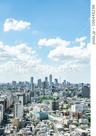 【東京都】真夏の青空と大都市の住宅街 【東京都】真夏の青空と大都市の住宅街 106448296